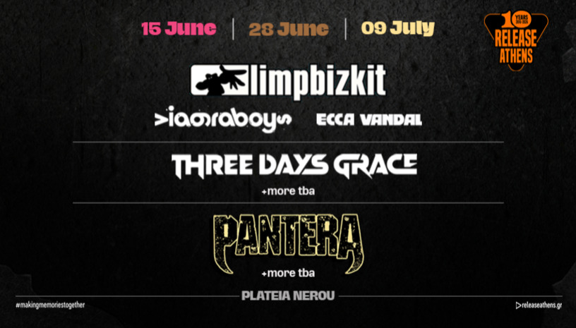 Release Athens 2026: Προσφορά τριημέρου / Limp Bizkit + Three Days Grace + Pantera